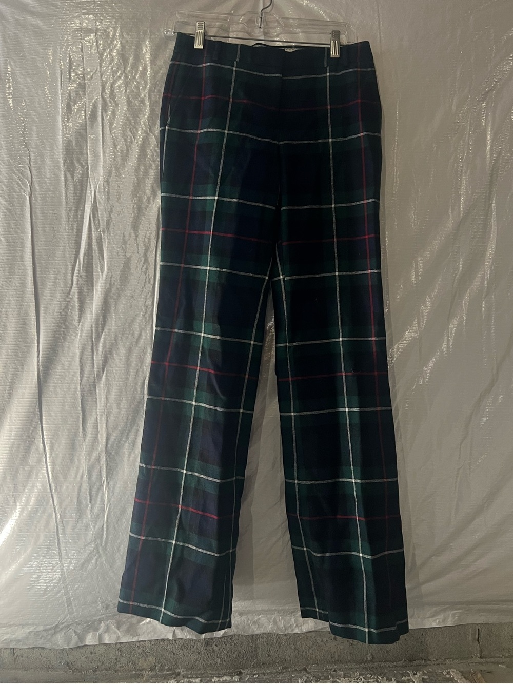 J.Crew Green Tartan Plaid Wool City Fit Pants Size 0 - Picture 1 of 4